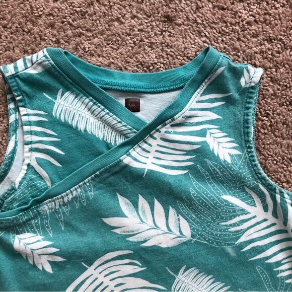 Tea Collection Wrap Neck Palm Dress Girls 5 Sleeveless Green - Picture 4 of 8